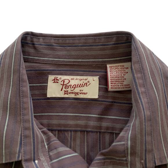 Original Penguin Men’s Striped Long Sleeve Button Down Shirt Size Large - Picture 4 of 9